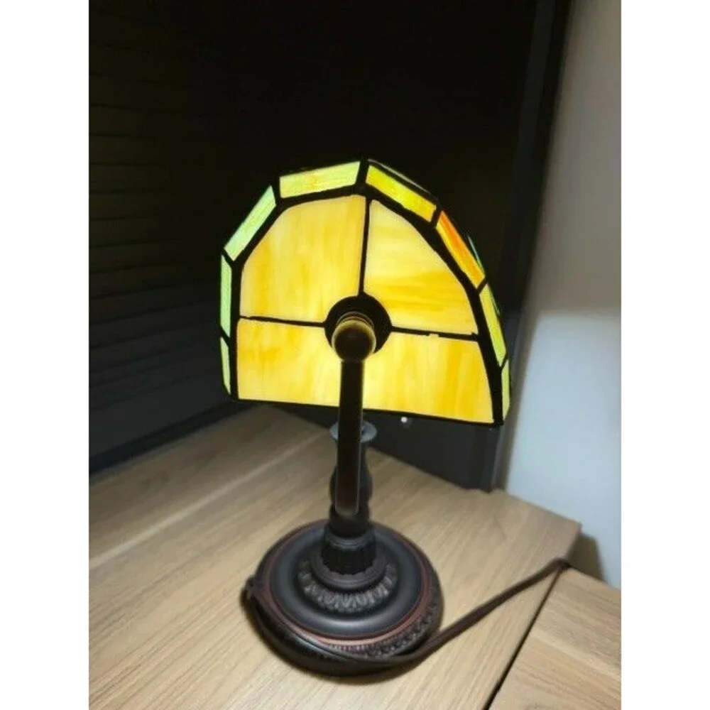 Tiffany Dragonfly Lamp Side Lamp  Colorful Glass and Metal Base NEW IN BOX